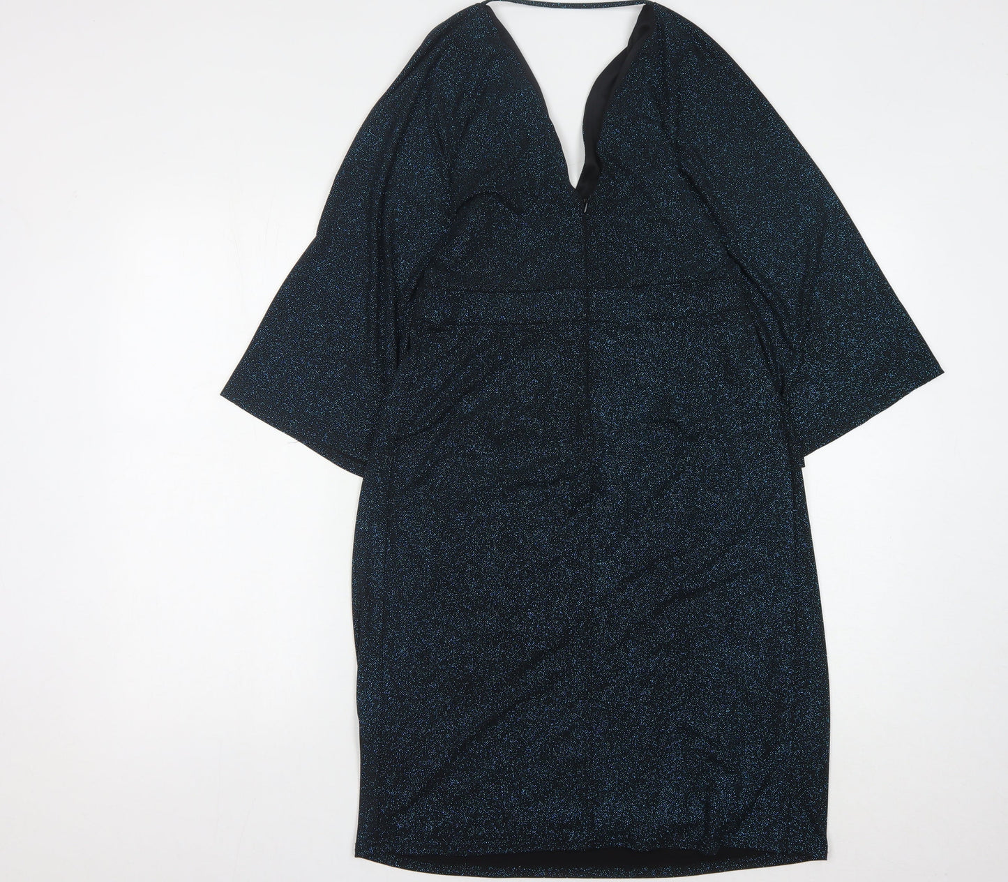 ASOS Women's Black Glitter V-Neck Party Dress Size 8