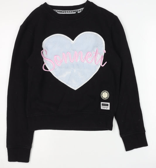 Sonneti Girls Black Sweatshirt 12-13 Years - Embroidered