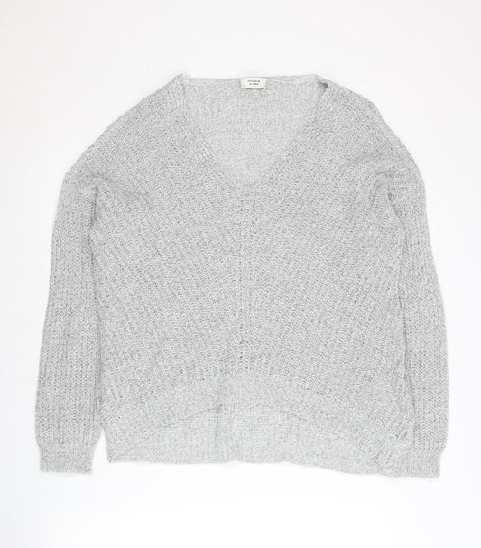 Jacqueline de Yong Women's Grey Jumper M V-Neck Knit