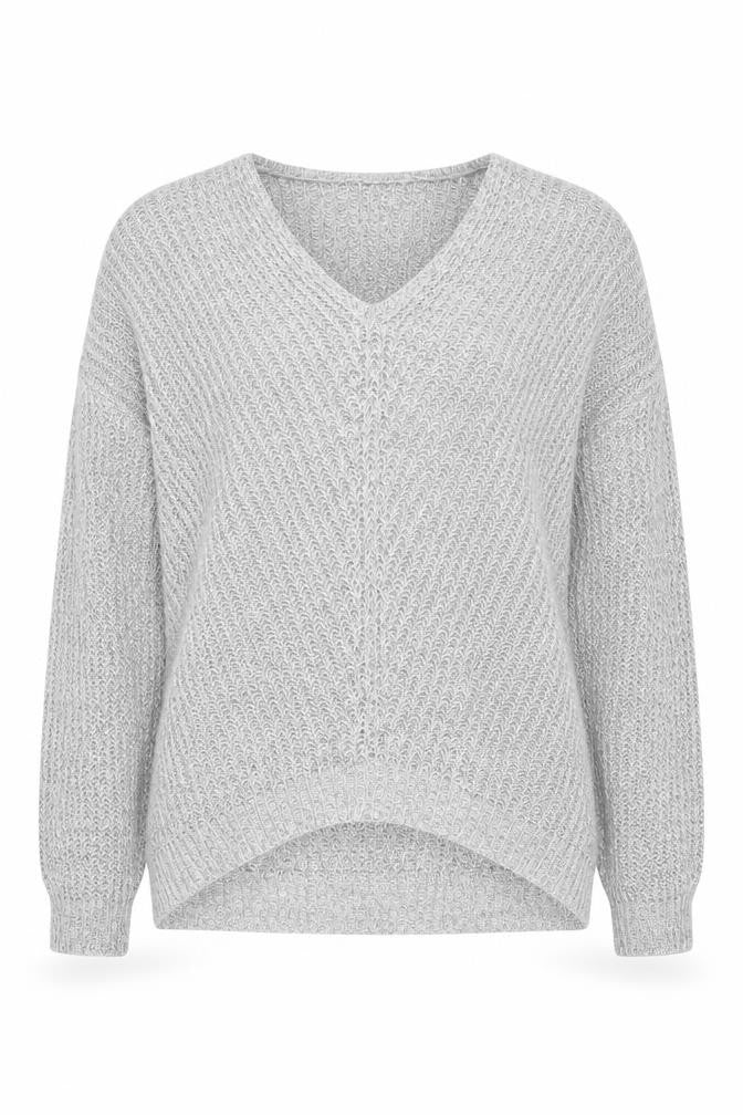 Jacqueline de Yong Women's Grey Jumper M V-Neck Knit