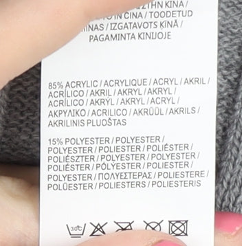 Firetrap Women's Grey Chunky-Knit Jumper Size 14