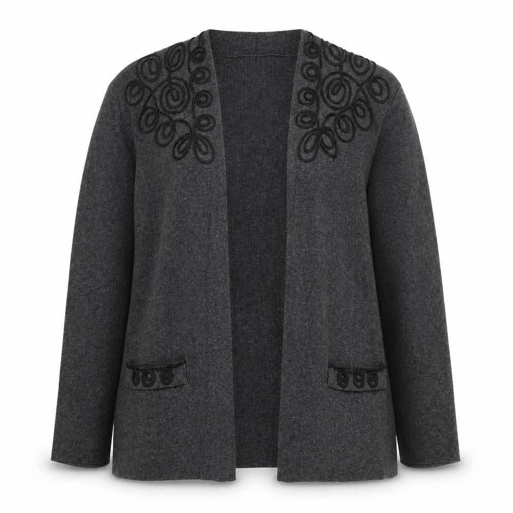 Eastex Women's Grey Open Front Cardigan, Size 12, Long Sleeve