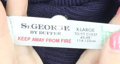 Brand and care label for St George by Duffer Men's Blue XL jumper