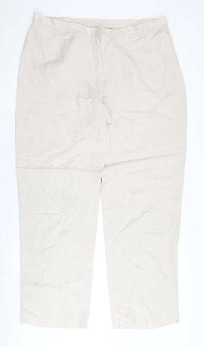 Windsmoor Women's Beige Trousers Size 16 Linen Blend