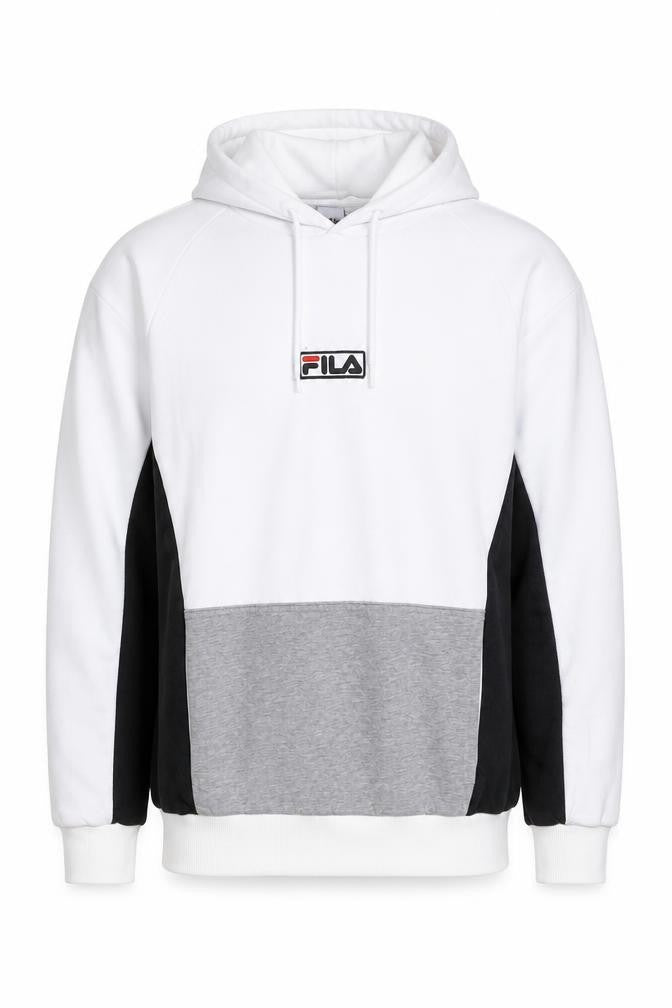 Fila Men's White Pullover Hoodie, Size L, Logo Accent