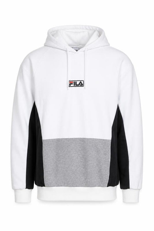 Fila Men's White Pullover Hoodie, Size L, Logo Accent