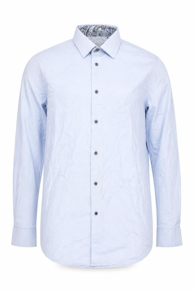 Next Men's Blue Button-Up Shirt, Size 16.5, Regular Fit