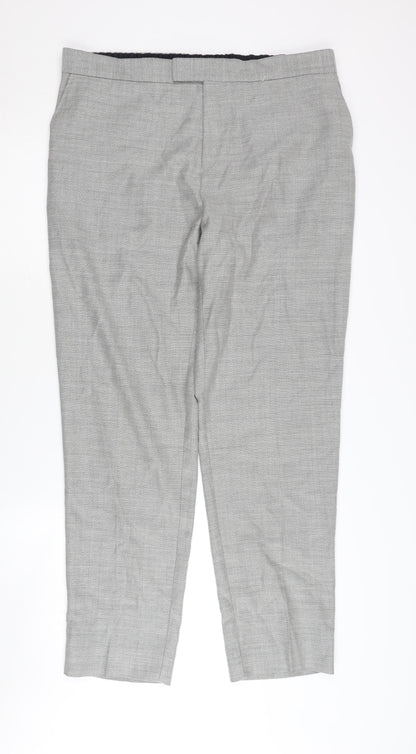 Ted Baker Men's Grey Dress Pants, Size 38R, Herringbone Wool