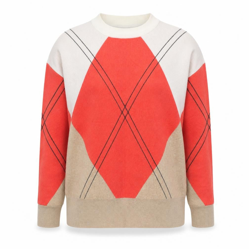 Marks & Spencer Women's Multicoloured Argyle Pullover Jumper S