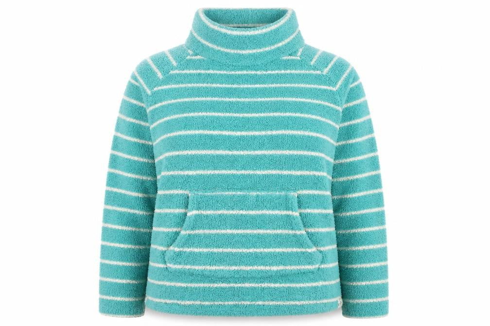Weird Fish Women's Blue Striped High Neck Sweatshirt, Size 12