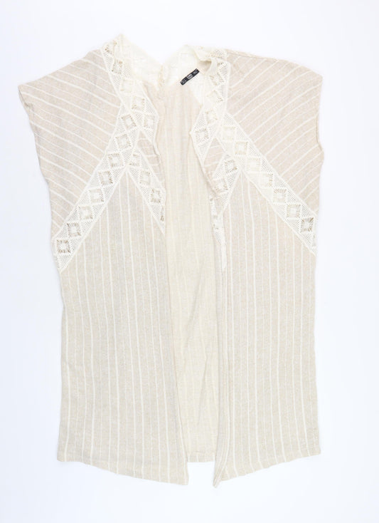 Zara Women's Beige Cape Sleeveless Open-Knit Jumper S