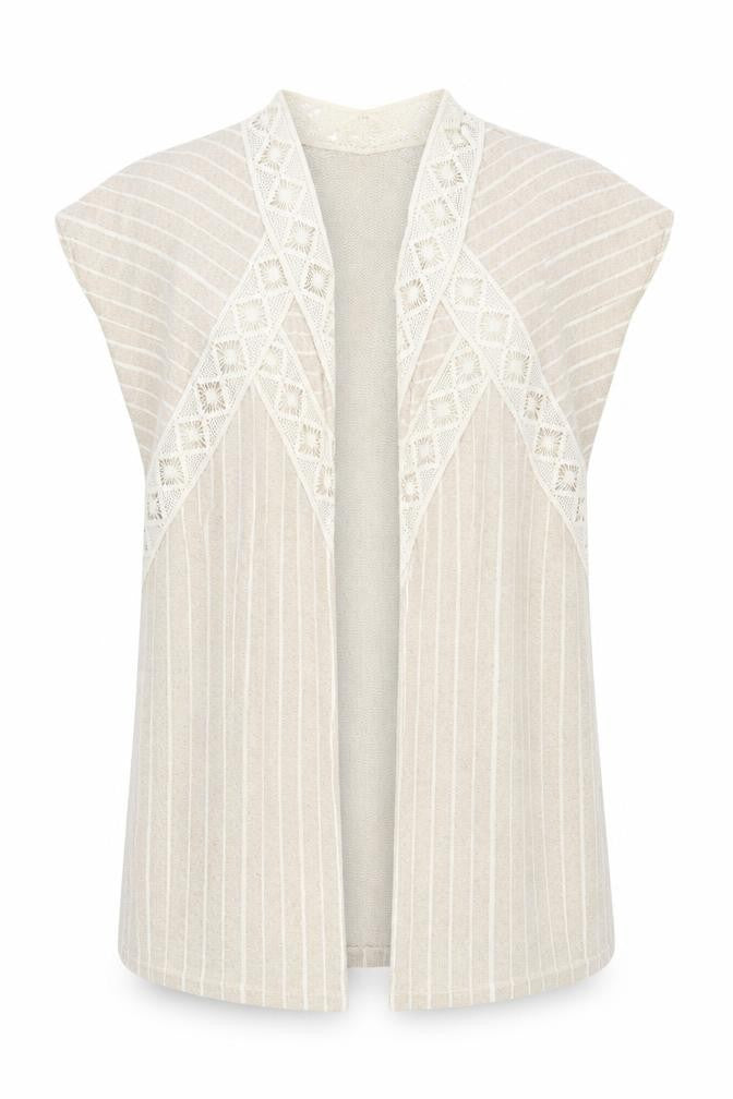 Zara Women's Beige Cape Sleeveless Open-Knit Jumper S