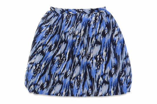 Bm Women's Blue Pleated Geometric Midi Skirt