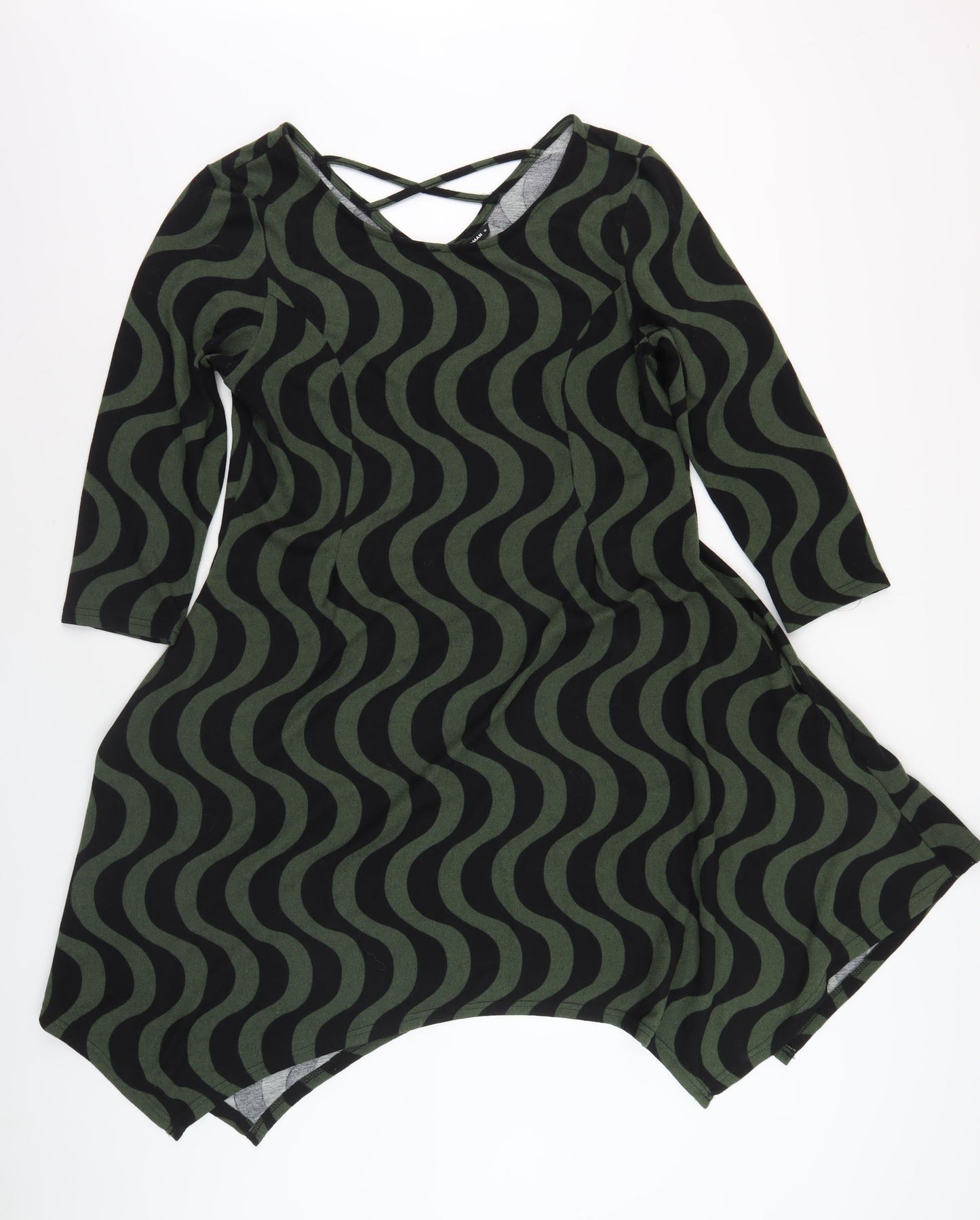 Roman Women's Green A-Line Geometric Dress 10