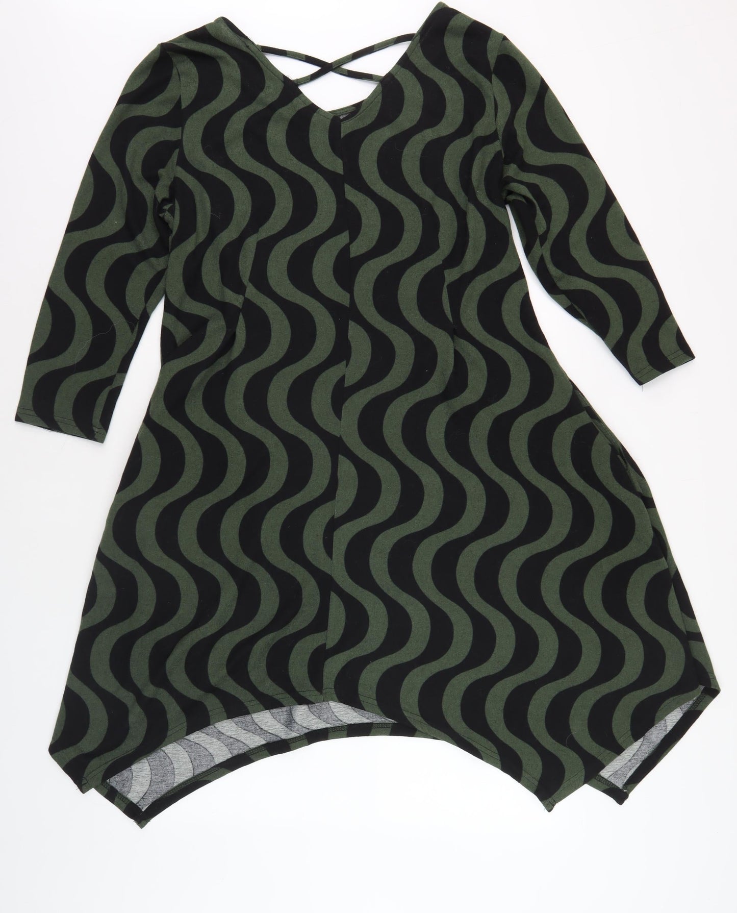 Roman Women's Green A-Line Geometric Dress 10
