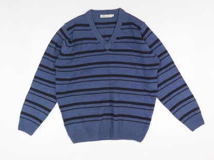 EWM Men’s Blue Striped Pullover Jumper M