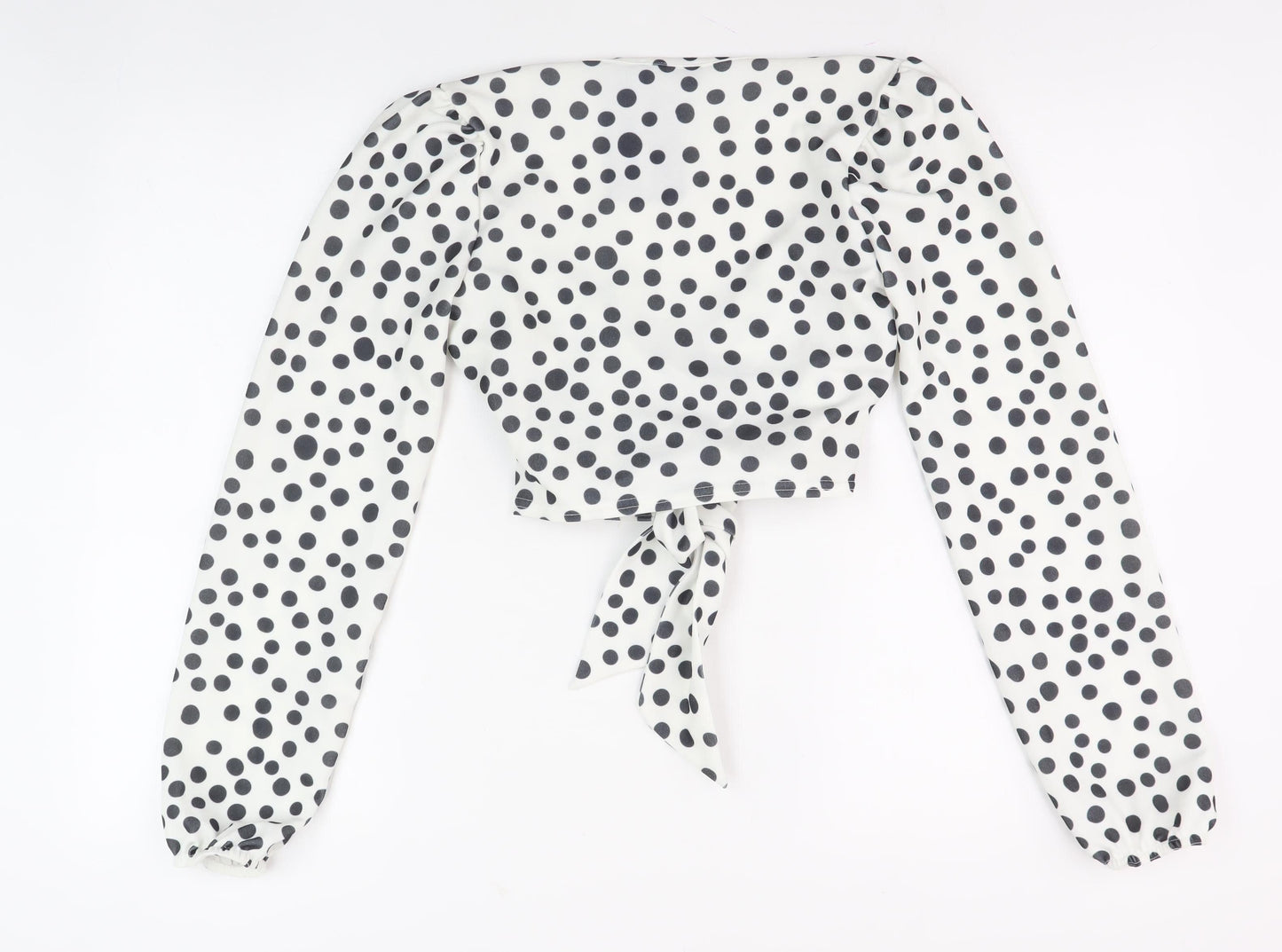 PrettyLittleThing Women's White Polka Dot Wrap Blouse Size 8