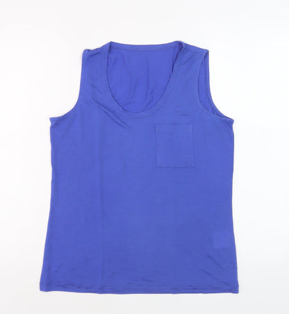 Additional front view of Jaeger Women’s Blue Tank Top Medium, Lyocell, Scoop Neck