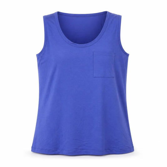 Front view of Jaeger Women’s Blue Tank Top Medium, Lyocell, Scoop Neck