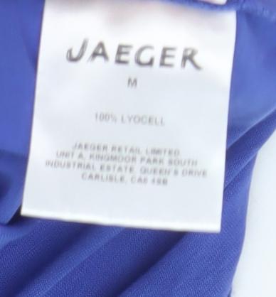 Close-up detail of Jaeger Women’s Blue Tank Top Medium, Lyocell, Scoop Neck