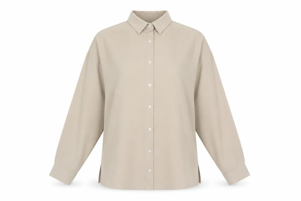 Boohoo Women's Beige Button-Up Shirt - Size 12