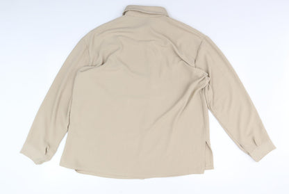Boohoo Women's Beige Button-Up Shirt - Size 12