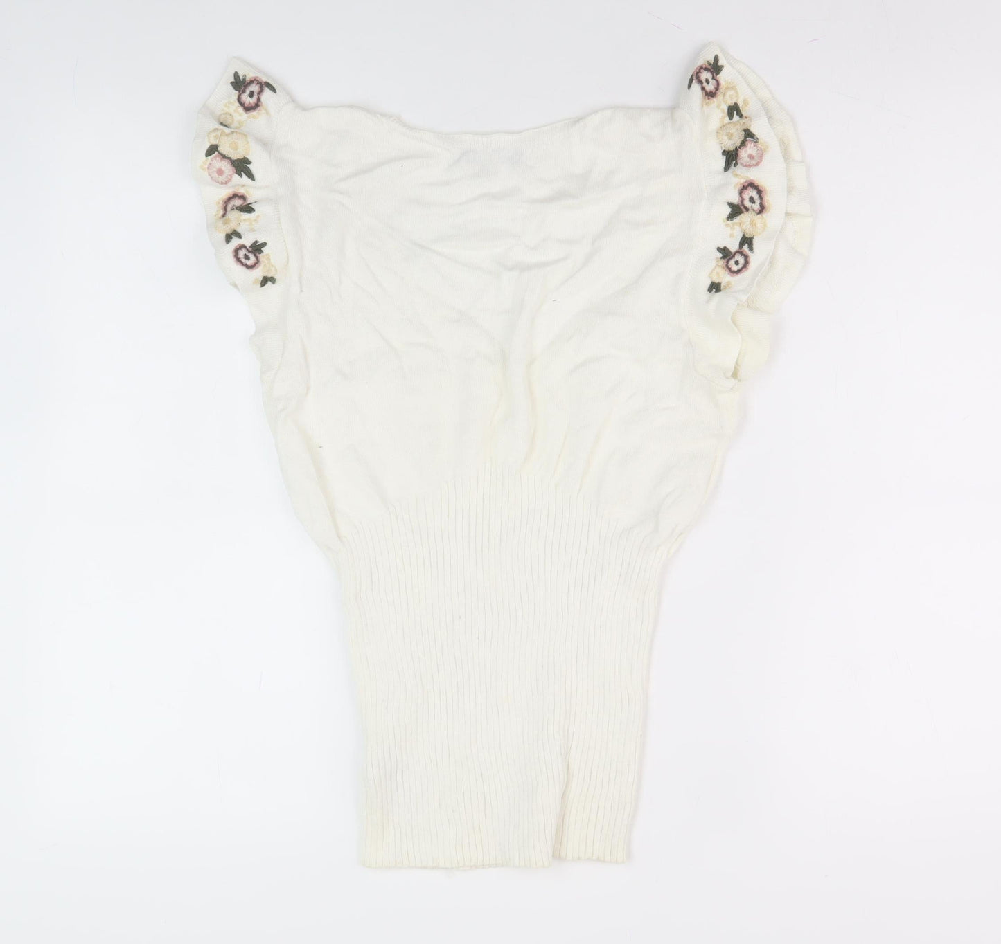 Next Women's White Embroidered V-Neck Top Size 12