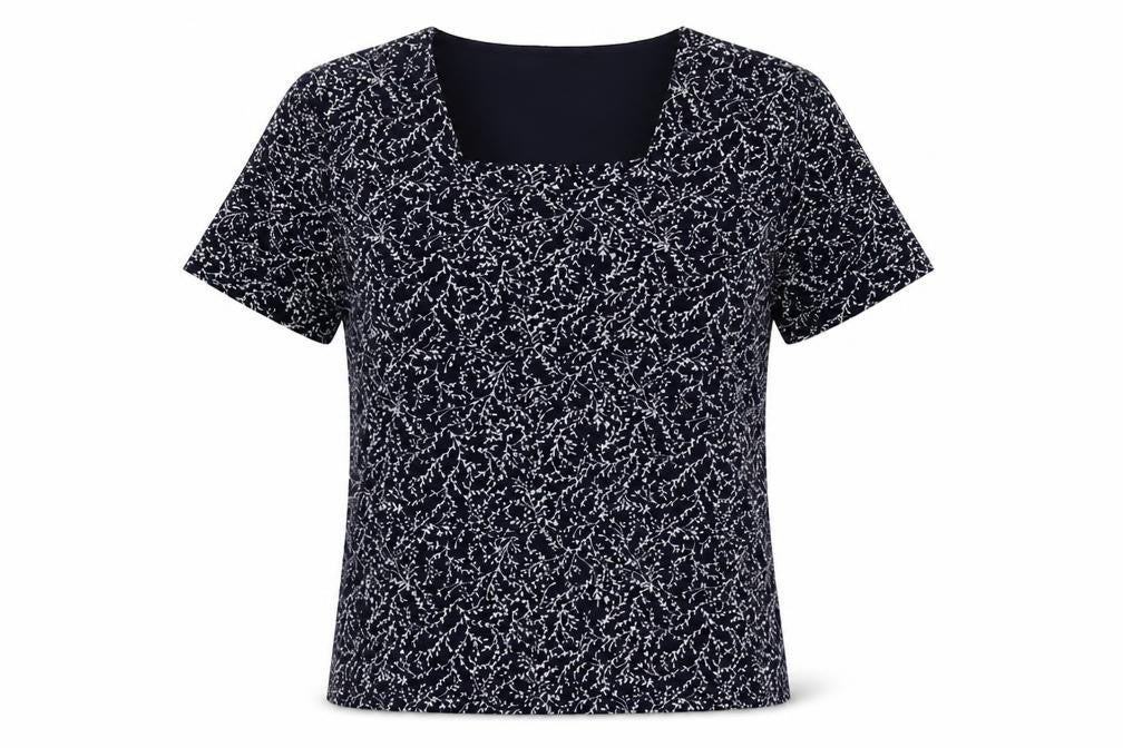 TIGI Women's Black Floral Short Sleeve Top