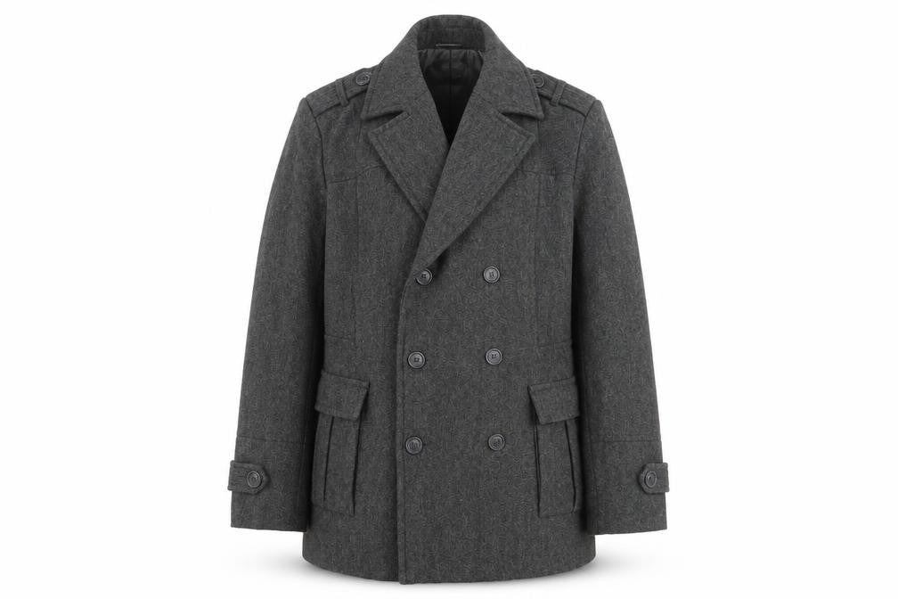 Dissident Men's Grey Wool Pea Coat M