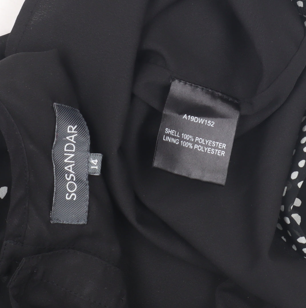 Sosandar Women's Black Polka Dot Dress Size 14
