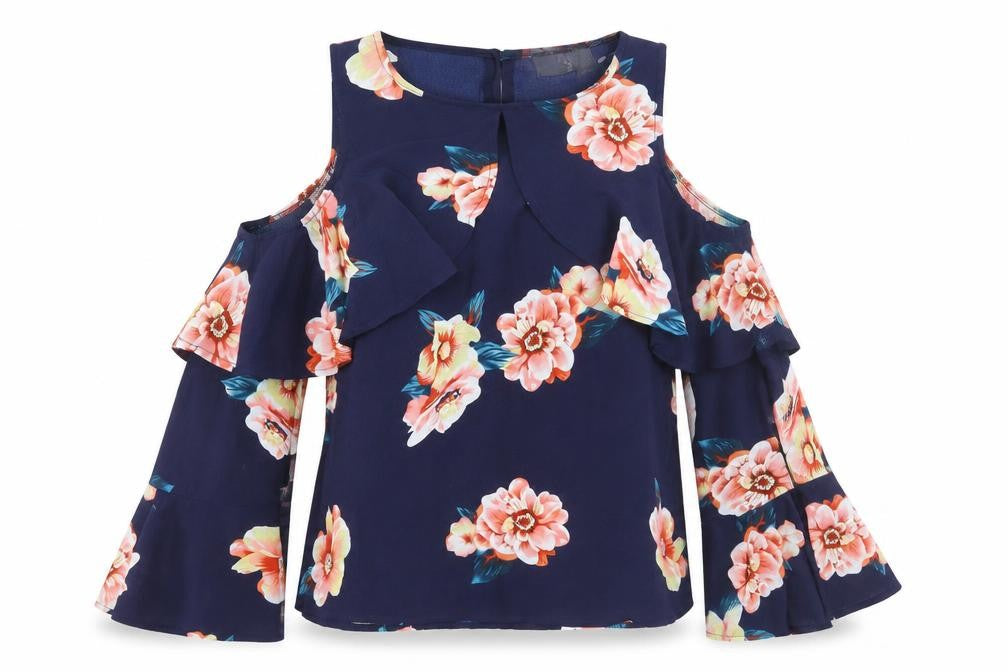 AX Paris Women’s Blue Floral Wrap Blouse Size 12
