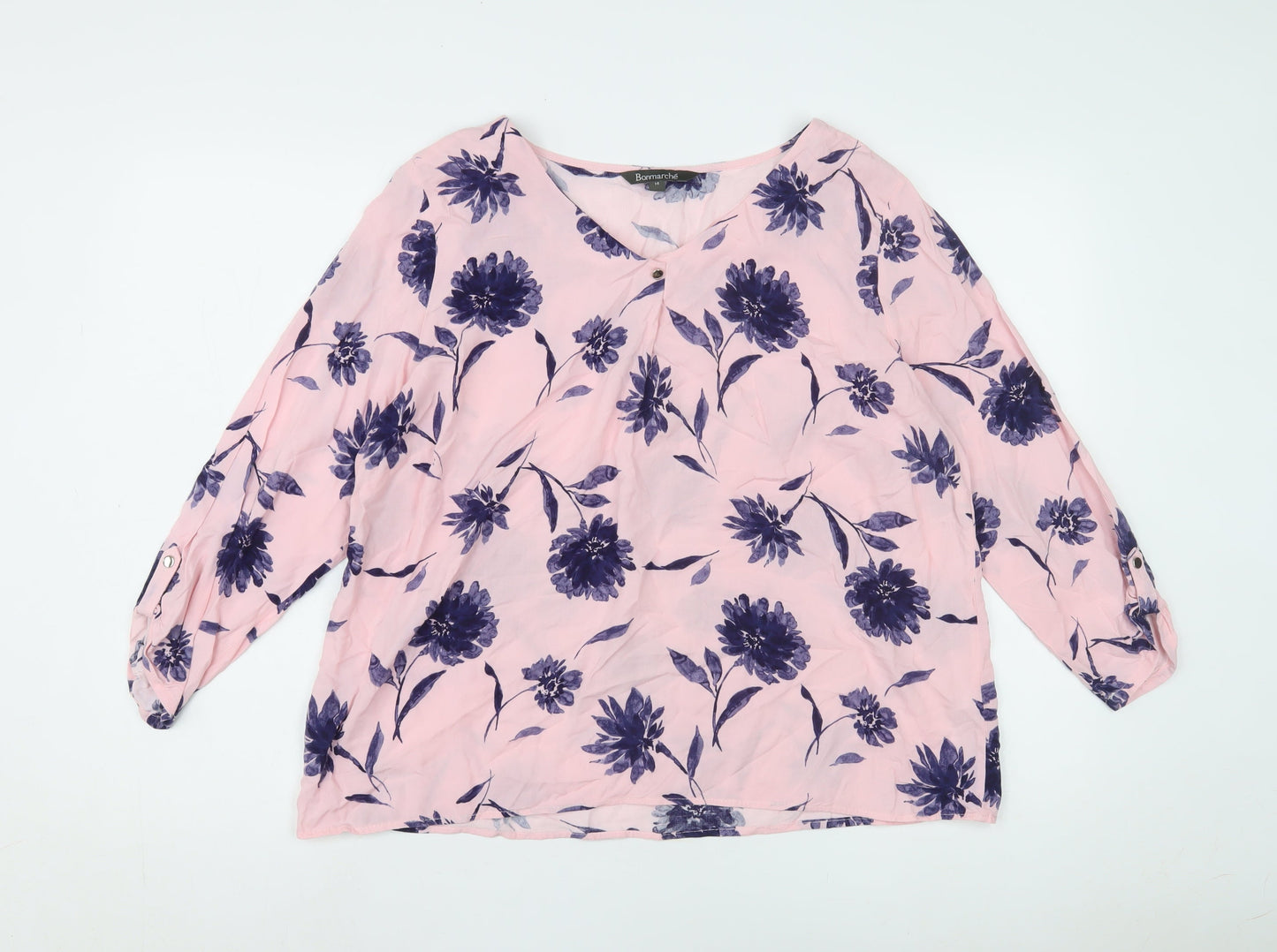 Bonmarché Women's Pink Floral Blouse Size 14