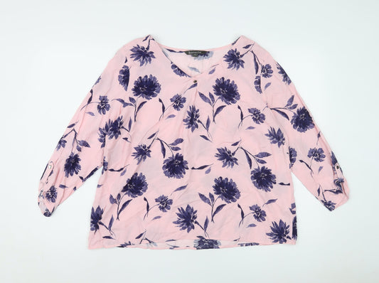 Bonmarché Women's Pink Floral Blouse Size 14