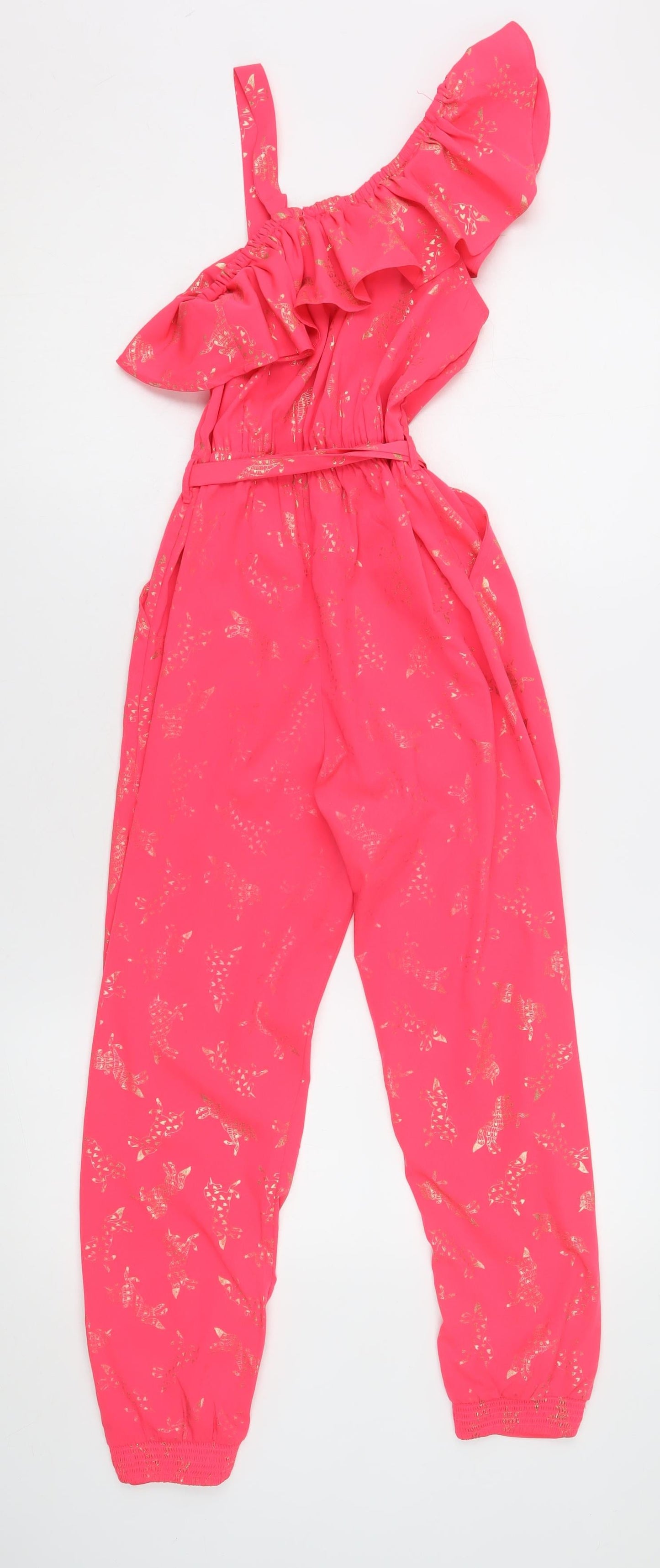 Monsoon Girls Pink Jumpsuit 10 Years, Ruffle Halter Style