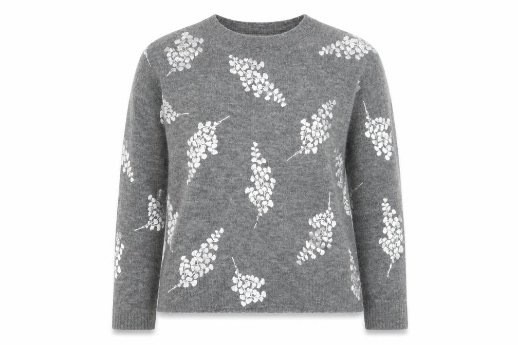 Oasis Women's Grey Floral Pullover Jumper - Size S