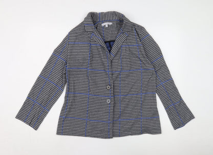 Additional front view of Red Herring Women's Black Check Tweed Blazer, size 14