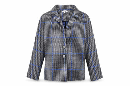 Front view of Red Herring Women's Black Check Tweed Blazer, size 14