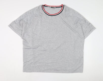 Capsule Women's Grey Ringer T-Shirt, UK 24, Plus Size