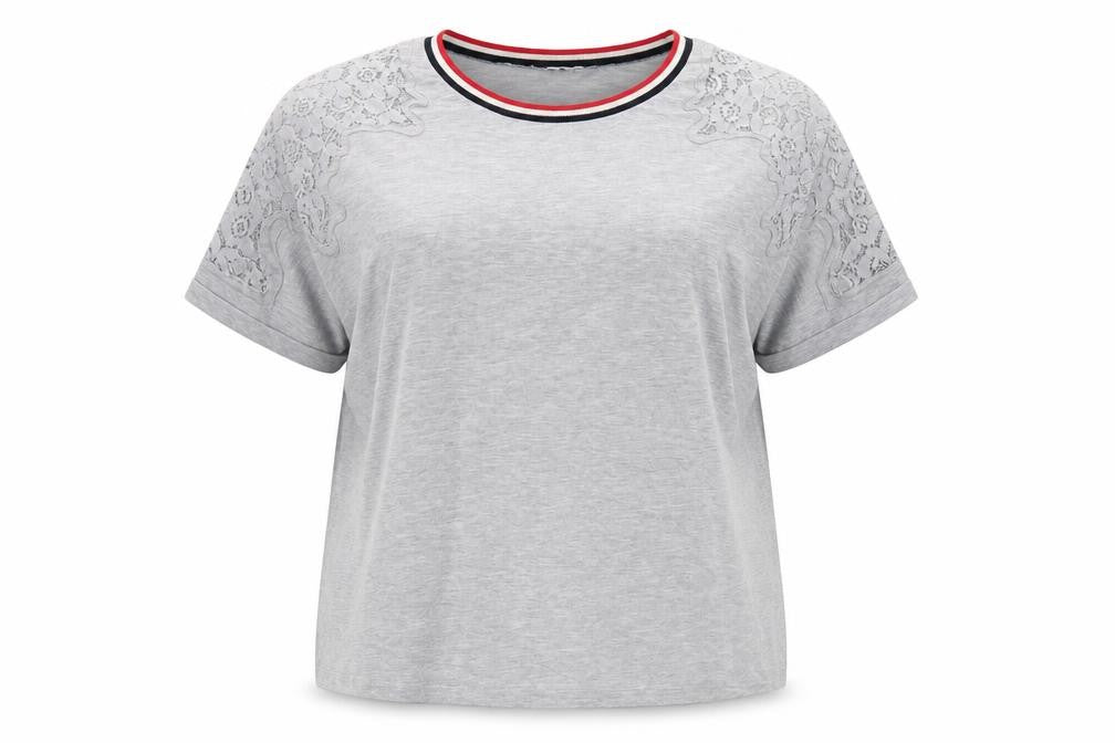 Capsule Women's Grey Ringer T-Shirt, UK 24, Plus Size