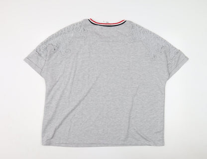 Capsule Women's Grey Ringer T-Shirt, UK 24, Plus Size