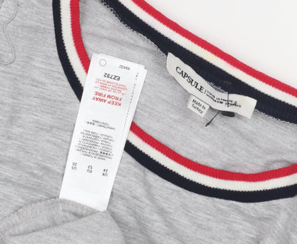 Capsule Women's Grey Ringer T-Shirt, UK 24, Plus Size