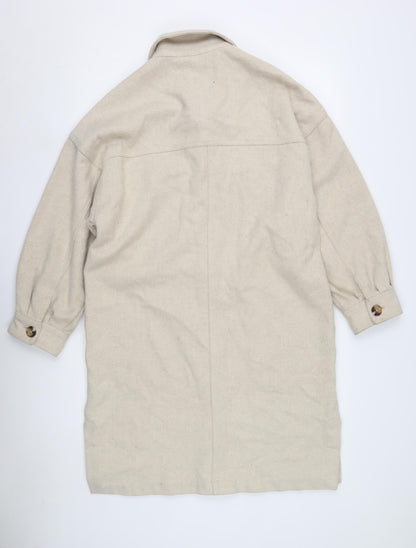 Pull&Bear Women's Beige Mid-Length Coat S