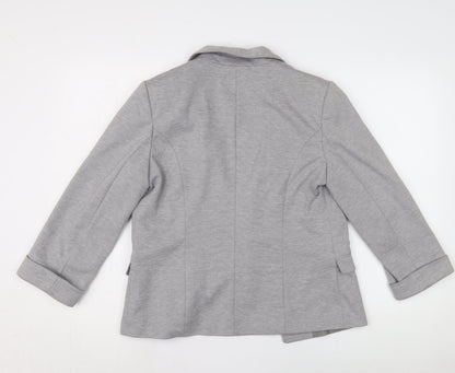 Back view of Miss Selfridge Women's Grey Blazer UK 12 Regular