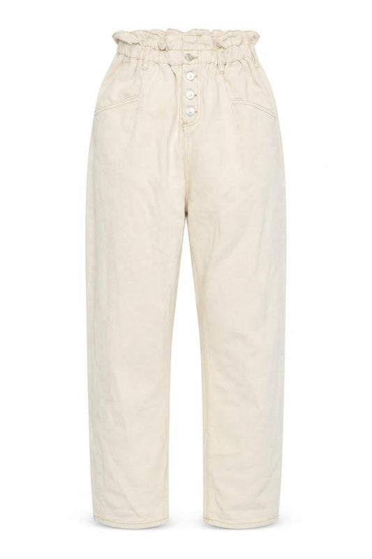 MNG Women's Beige Paperbag Jeans, Size L, High Rise