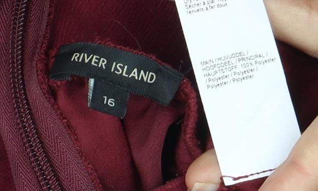River Island Women's Red 3/4 Sleeve Dress Size 16