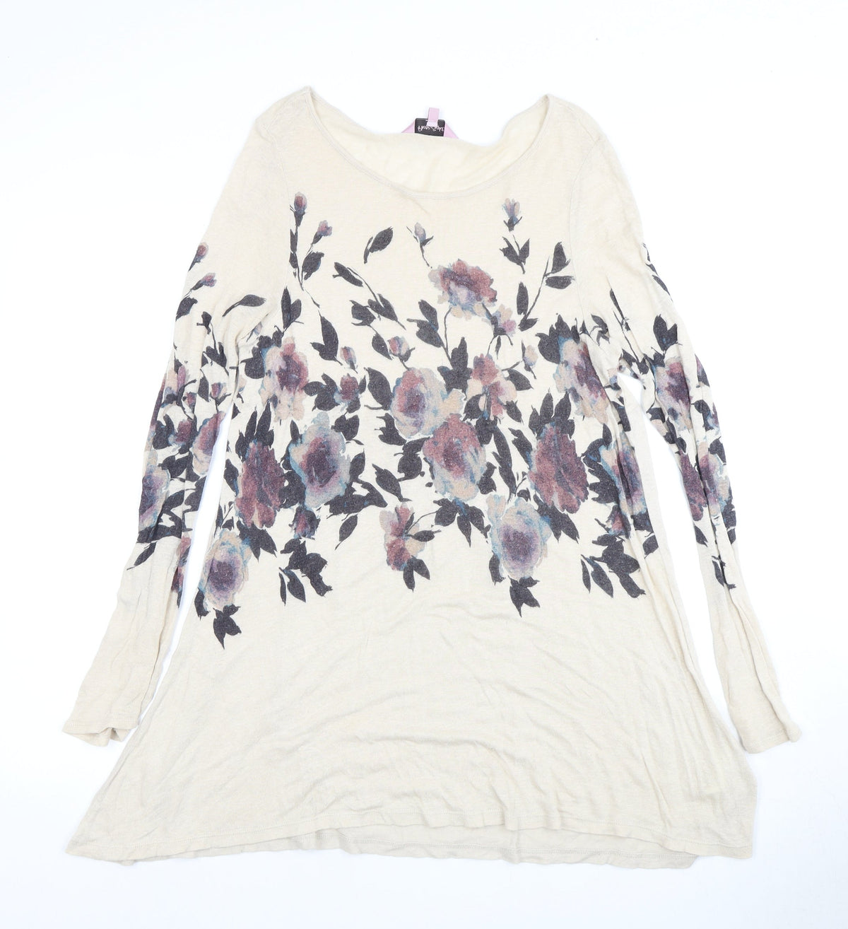 Phase Eight Women's Beige Floral Long Sleeve Dress Size 12