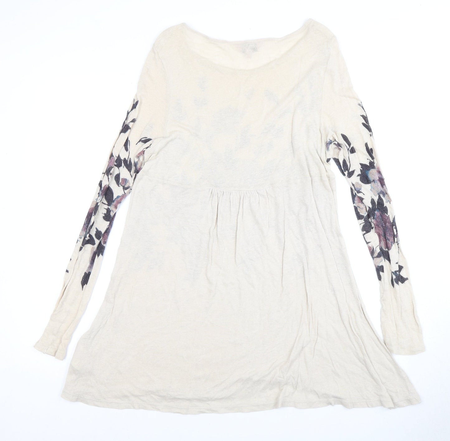 Phase Eight Women's Beige Floral Long Sleeve Dress Size 12