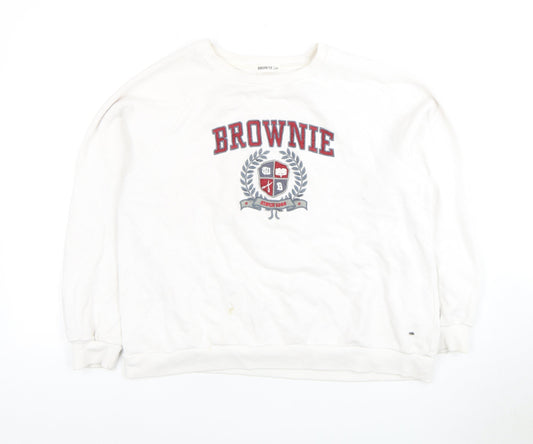 BROWNIE Women's White Pullover Sweatshirt S