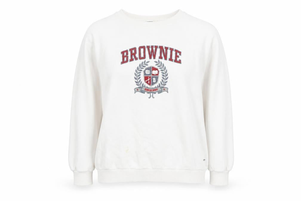 BROWNIE Women's White Pullover Sweatshirt S