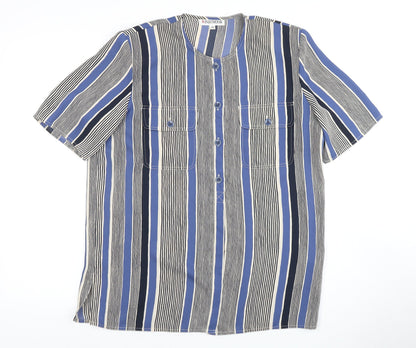 Windsmoor Women's Blue Striped Button-Up Shirt Size 12